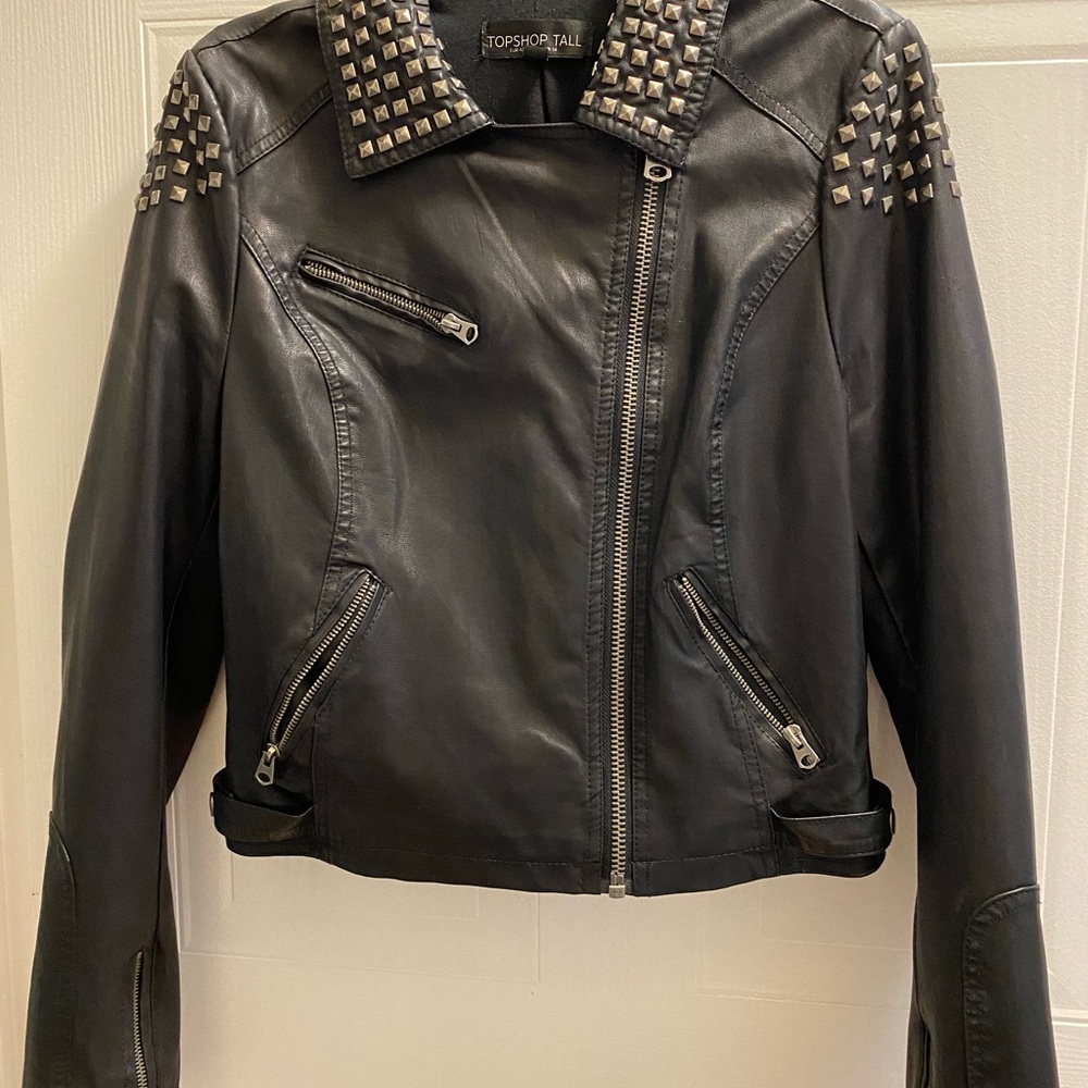 Top shop women’s studded leather jacket